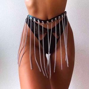 NEW Faux Leather and Silver Chain Adjustable Belt Skirt For Festival or Rave